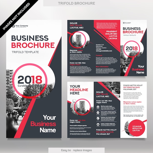 Business broschüre vorlage in tri fold layout. corporate design leaflet mit ersetzbarem bild.