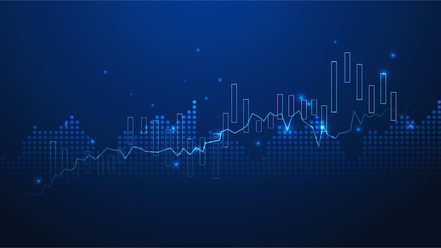 Business-Candle-Stick-Diagramm des Börseninvestitionshandels auf blauem Hintergrund Aufwärtstrend des Diagramms Economy-Vektordesign