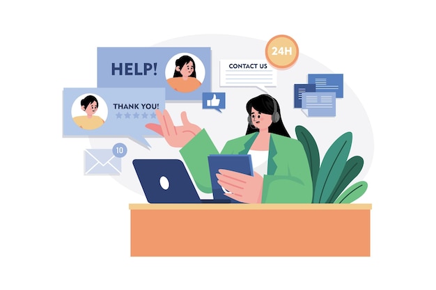 Business Contact Services Illustrationskonzept Eine flache Illustration lokalisiert auf weißem Hintergrund