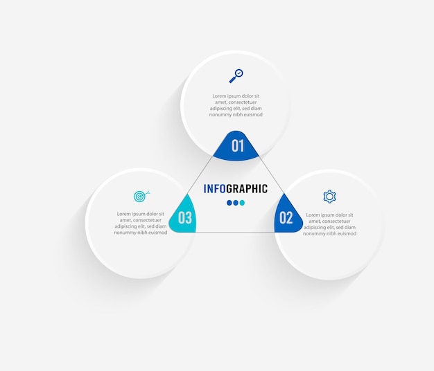 Business-Daten-Visualisierung Prozessdiagramm Abstrakte Elemente des Grafikdiagramms mit Schrittoptionen