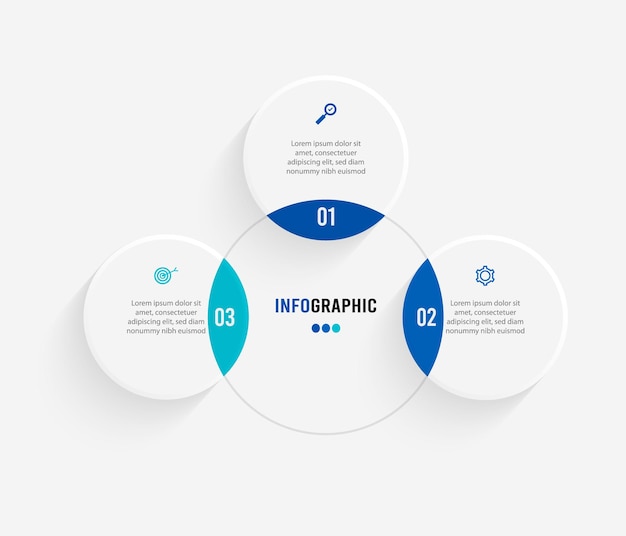 Business-Daten-Visualisierung Prozessdiagramm Abstrakte Elemente des Grafikdiagramms mit Schrittoptionen