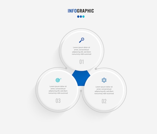 Business-Daten-Visualisierung Prozessdiagramm Abstrakte Elemente des Grafikdiagramms mit Schrittoptionen