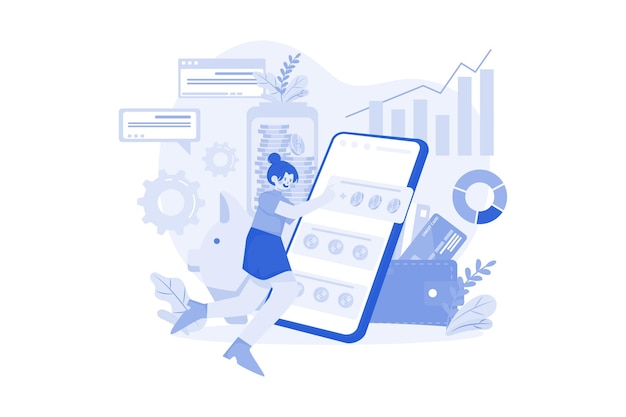 Business Finance Management Illustrationskonzept auf weißem Hintergrund
