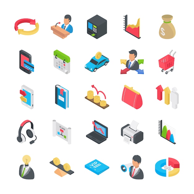 Business flat icons sammlung