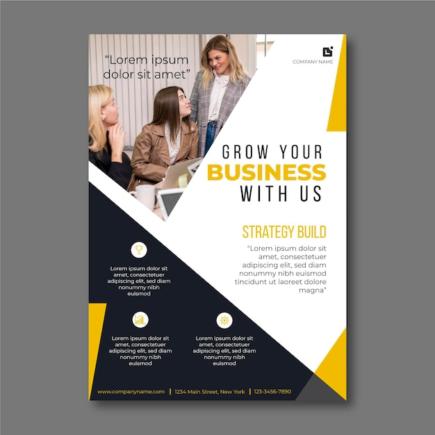 Business Flyer Vorlage mit Foto von Geschäftsfrauen