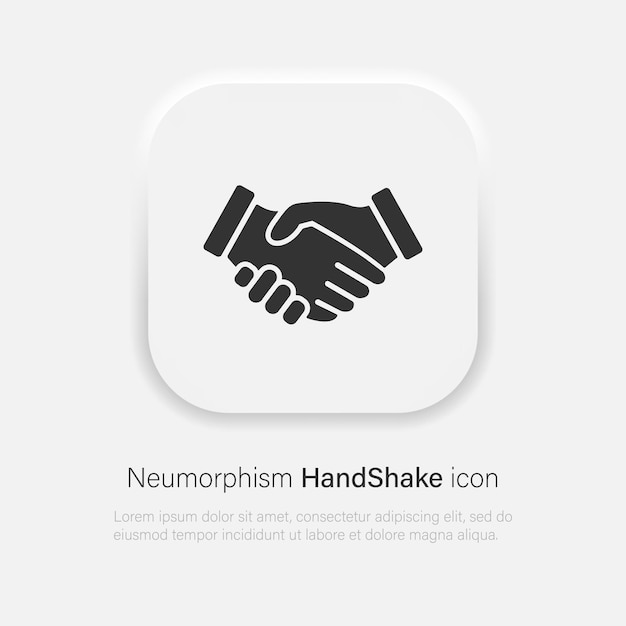 Business-handshake-vektor-symbol. vertragsvereinbarungssymbol im neumorphismus-stil. vektor-eps 10