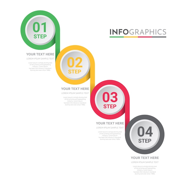 Business info-grafik-vorlage mit 4 schritten design.