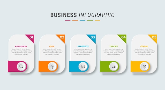 Business infografik design icons 5 optionen oder schritte