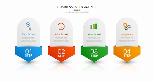 Business infografik design-vorlage mit 4 schritten