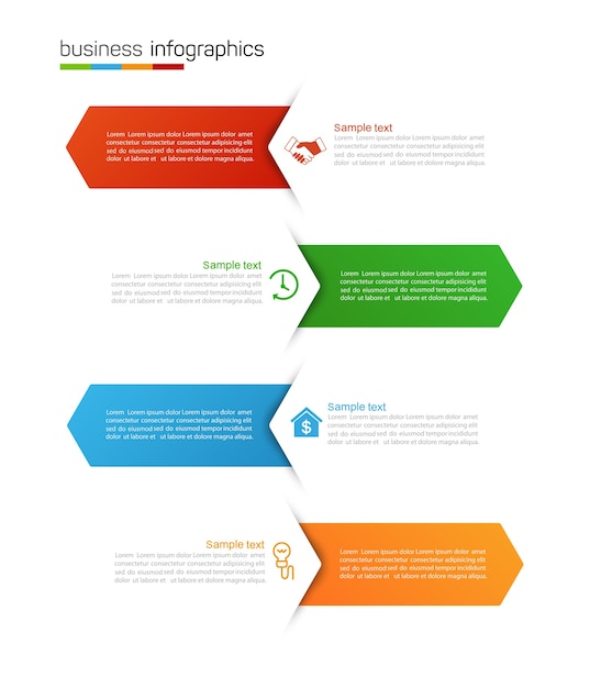 Business infografik design-vorlage mit optionen und 4 schritten