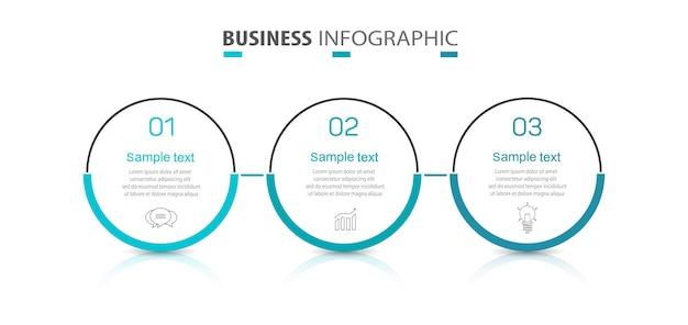 Business-Infografik-Designvorlage mit 3 Optionen oder Schritten