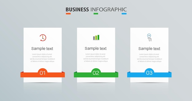 Business-infografik-designvorlage mit 3 optionen oder schritten