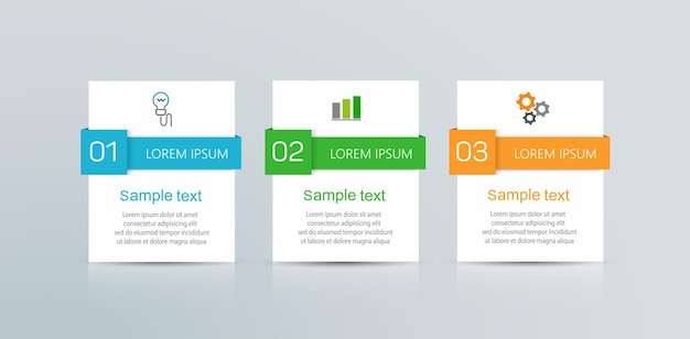 Business-infografik-designvorlage mit 3 optionen oder schritten