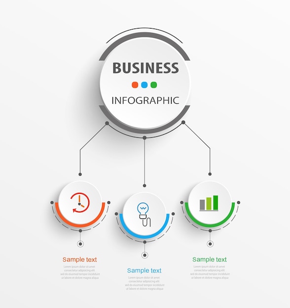 Business-infografik-designvorlage mit 3 optionen oder schritten