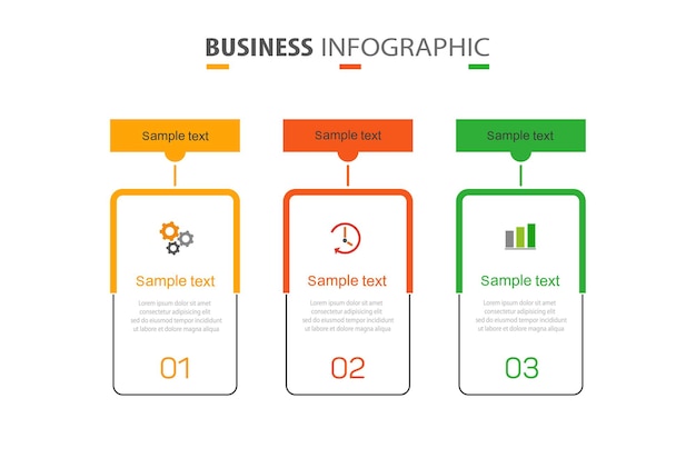 Business-infografik-designvorlage mit 3 optionsschritten oder -prozessen