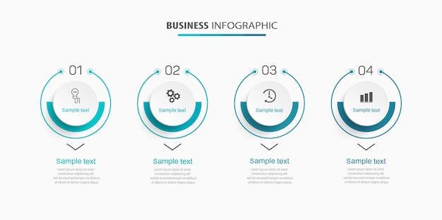 Business-infografik-designvorlage mit 4 optionen, schritten oder prozessen