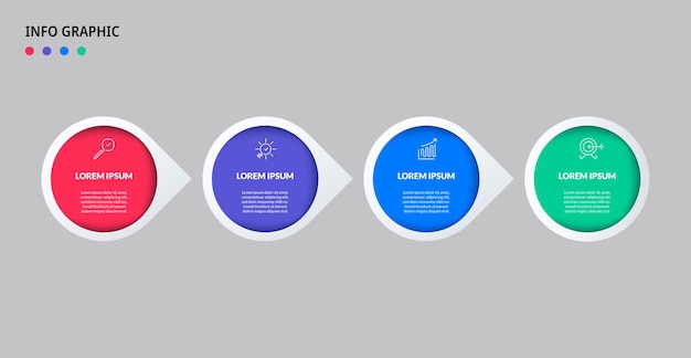 Business-Infografik-Designvorlage Vektor mit Symbolen und 4 Optionen oder Schritten