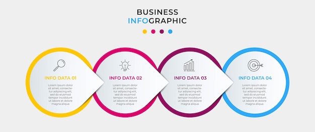 Business-infografik-designvorlage vektor mit symbolen und 4 optionen oder schritten