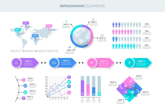 Business-Infografik-Elemente festgelegt