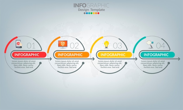 Business-infografik-elemente mit 4 optionen oder schritten.