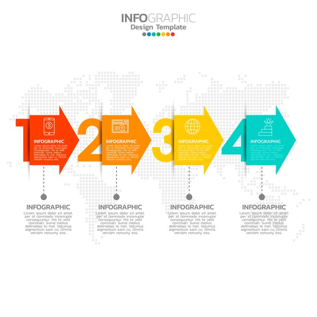 Business-Infografik-Elemente mit 4 Optionen oder Schritten