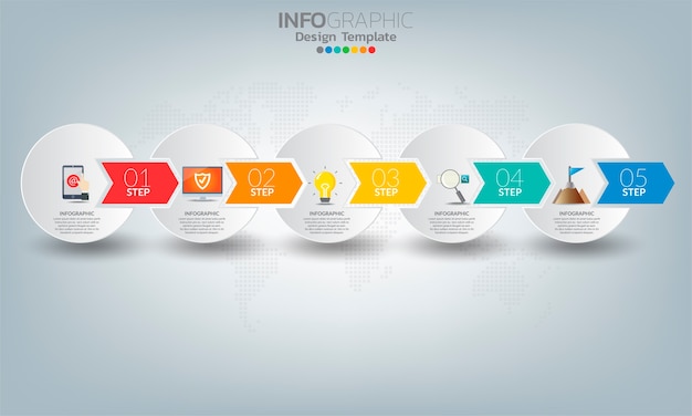 Business-infografik-elemente mit 5 optionen oder schritten