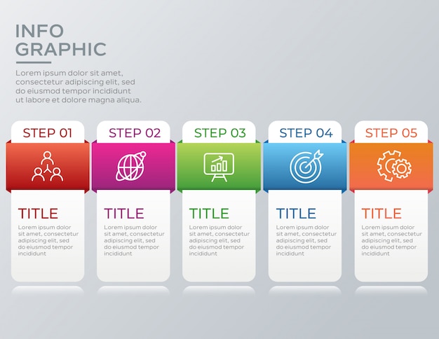 Business-infografik mit 5 schritten