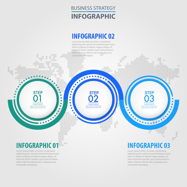 Vektor business infografik mit drei schritten