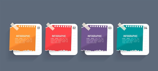 Business-infografik mit notizpapier-design