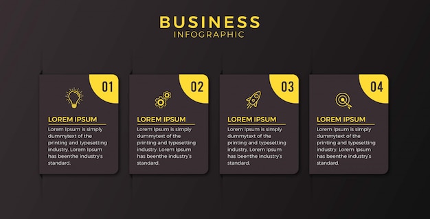 Business infografik schwarze symbole vier optionen oder schritte