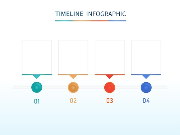 Business infografik timeline template design mit vier optionen und textfreiraum.