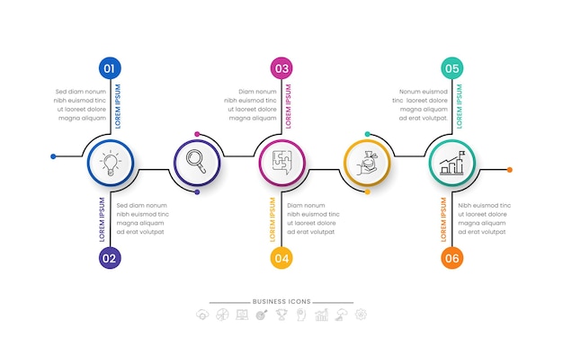 Business-Infografik-Timeline-Vorlage mit verschiedenen Schritten Icons Workflow-Konzept