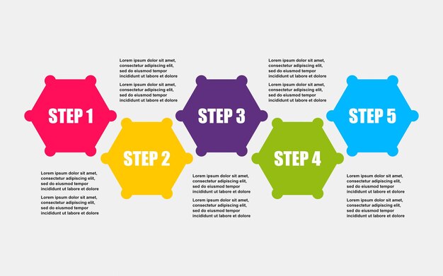 Business-infografik-vorlage mit 5 sechsecken optionen vektor-illustration