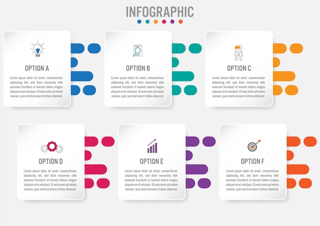 Business-infografik-vorlage mit 6 optionen