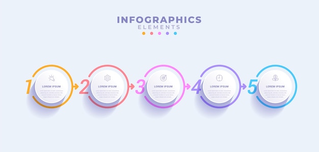 Vektor business-infografik-vorlage mit fünf optionen oder prozessen