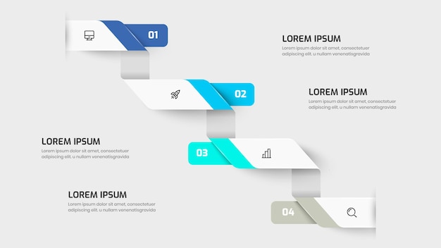 Business-infografik-vorlage mit ribbon-stil-symbol und 4 zahlen können für die präsentation verwendet werden