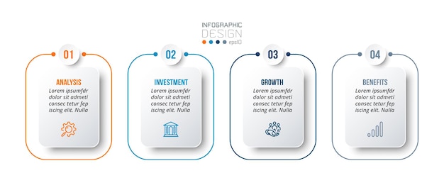 Business-infografik-vorlage mit schritt- oder optionsdesign