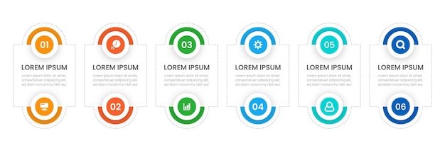 Business-infografik-vorlagendesign mit 6 optionen oder schritten