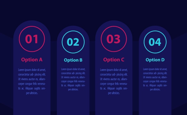 Business-infografiken, 1, 2, 3, 4 schritte, vektor-timeline, flacher stil