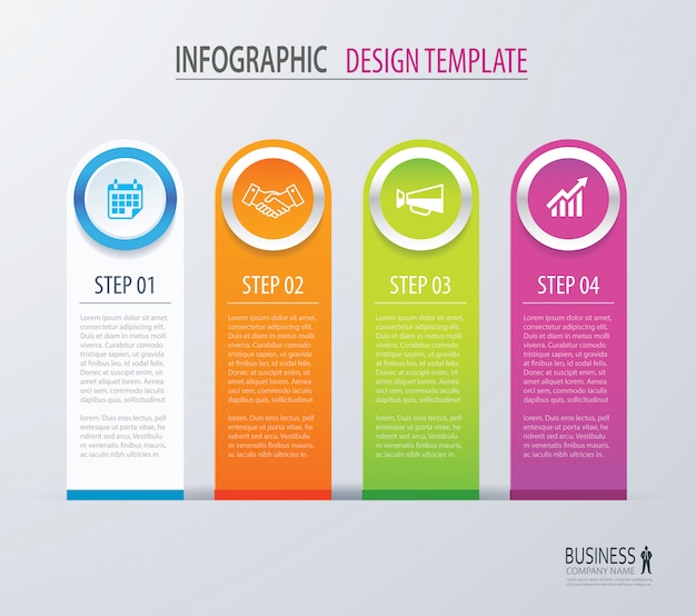 Business-infografiken mit vier schritten nummer optionen.