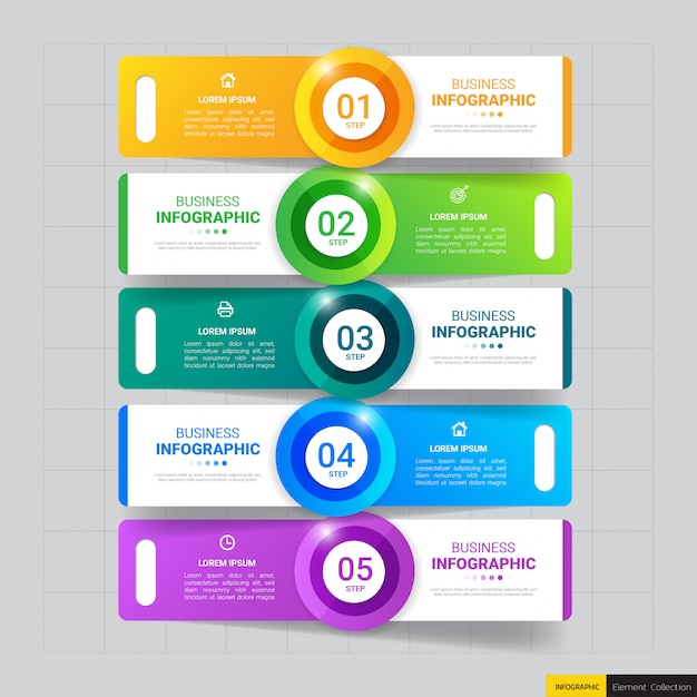 Business-Infografiken-Vorlage mit fünf Schritten