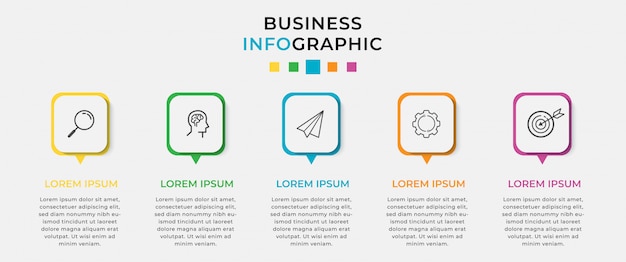 Business infographic design vorlage 5 optionen oder schritte.