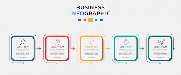 Business infographic design vorlage 5 optionen oder schritte.