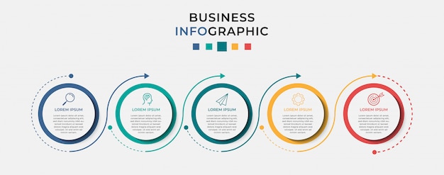 Business infographic design vorlage 5 optionen oder schritte.