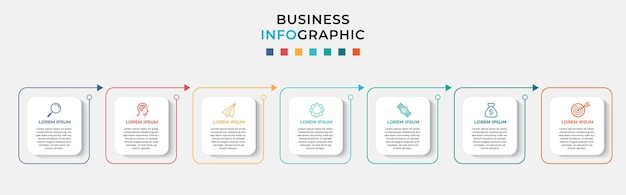 Business infographic designvorlage mit symbolen und optionen