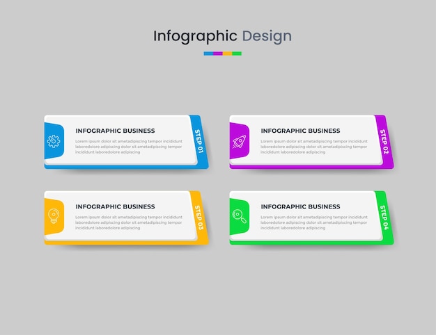 Vektor business-infographik-design-vorlage mit symbolen und 4 optionen oder schritten für die workflow-präsentation