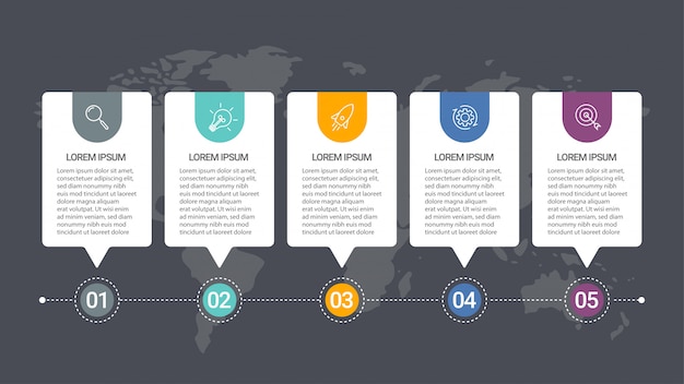 Business-Infographik-Vorlage mit 5 Optionen für die Präsentation