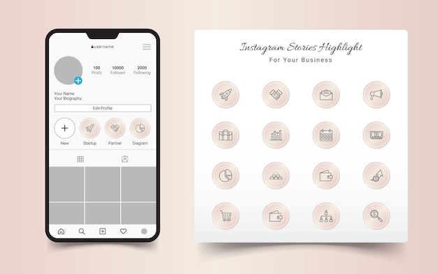 Vektor business instagram story highlight covers
