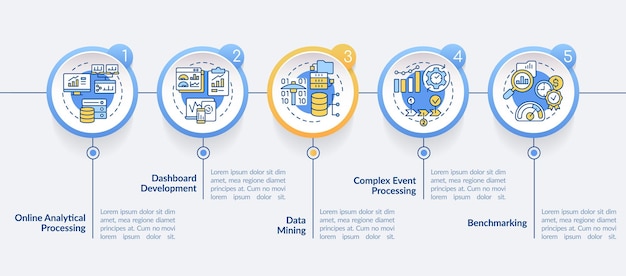 Business-intelligence-beispiele kreisen infografik-vorlage ein