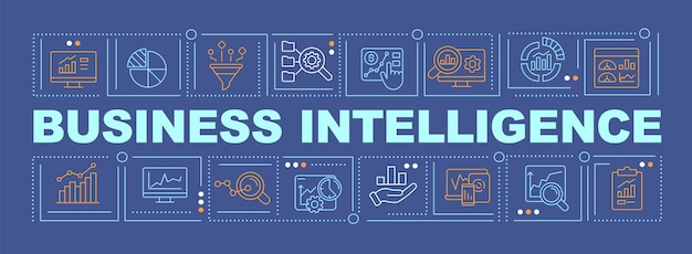 Business-Intelligence-Implementierung Wortkonzepte dunkelblaues Banner